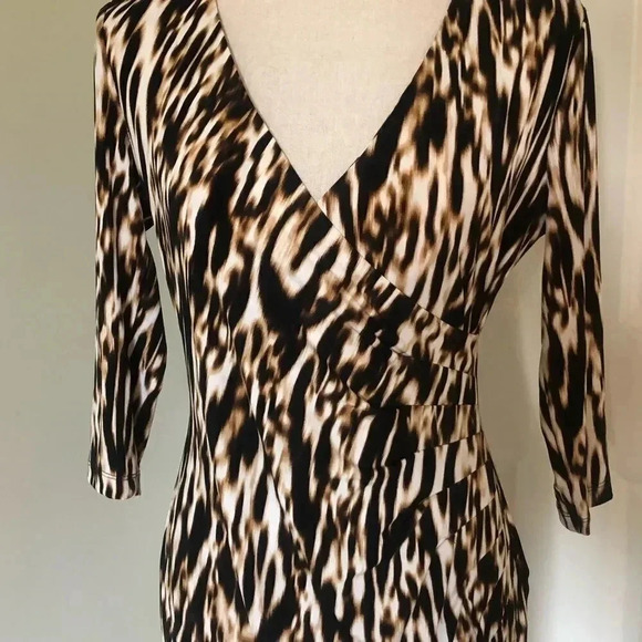 Dana Buchman brown tiger striped mod dress size 6 - Picture 3 of 15